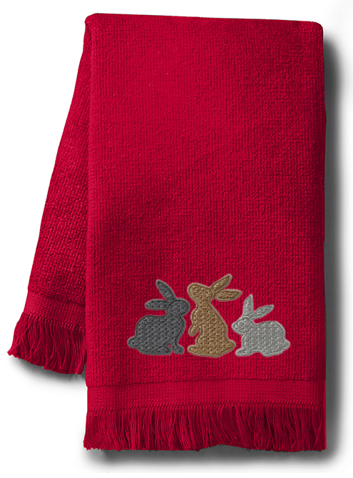 Rabbits Embroidered Fingertip Towel