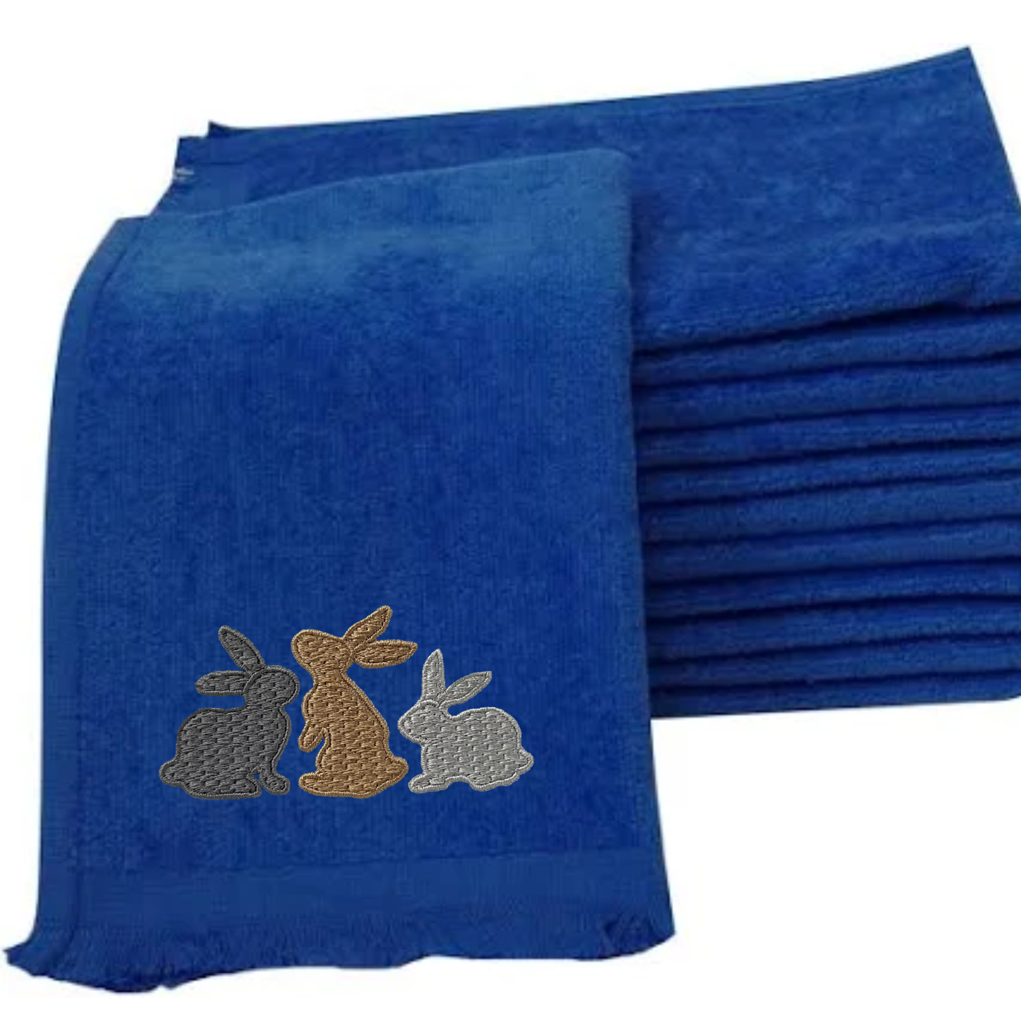 Rabbits Embroidered Fingertip Towel