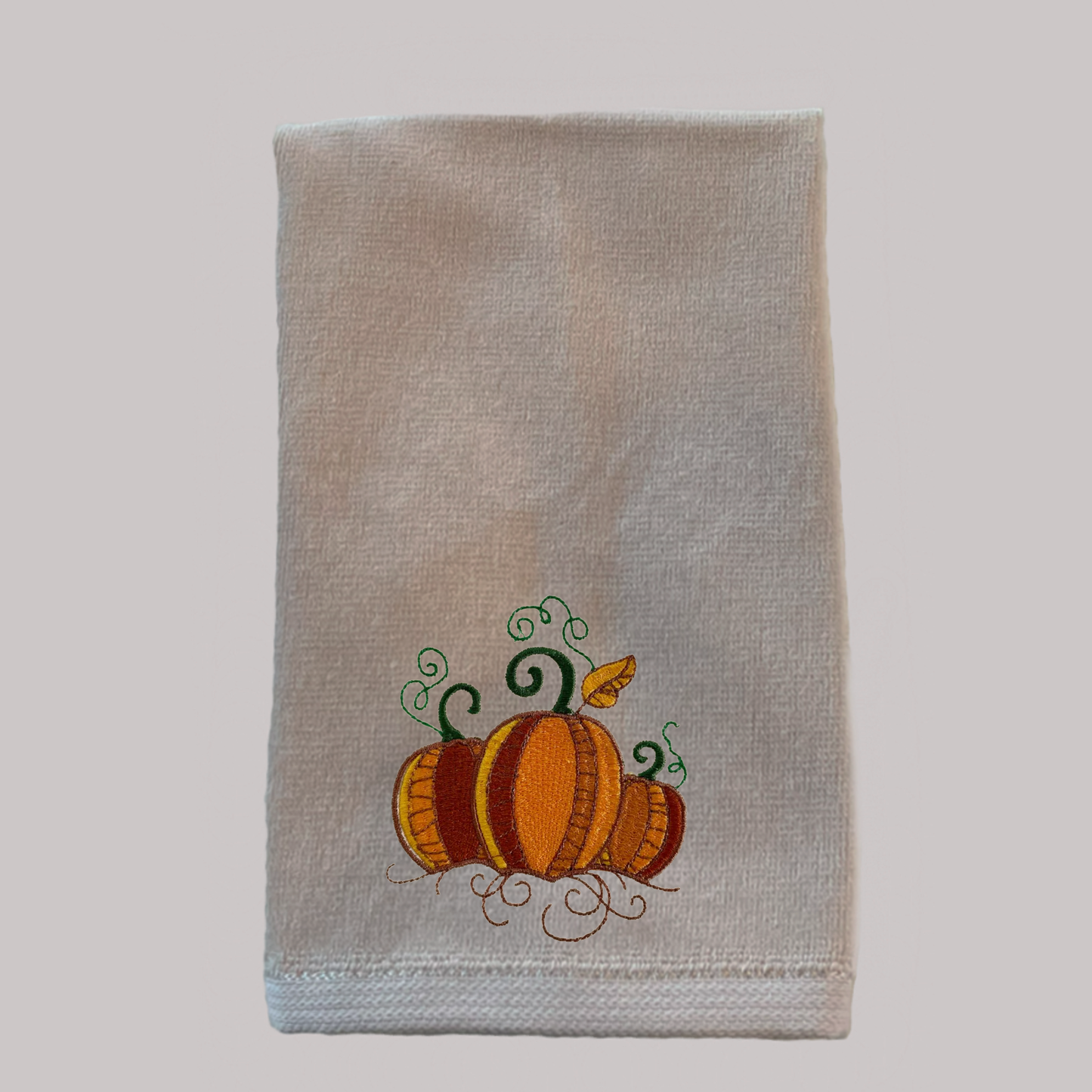 Autumn Pumpkins Embroidered Bath Towels. 100% Cotton Hand or Fingertip Towel