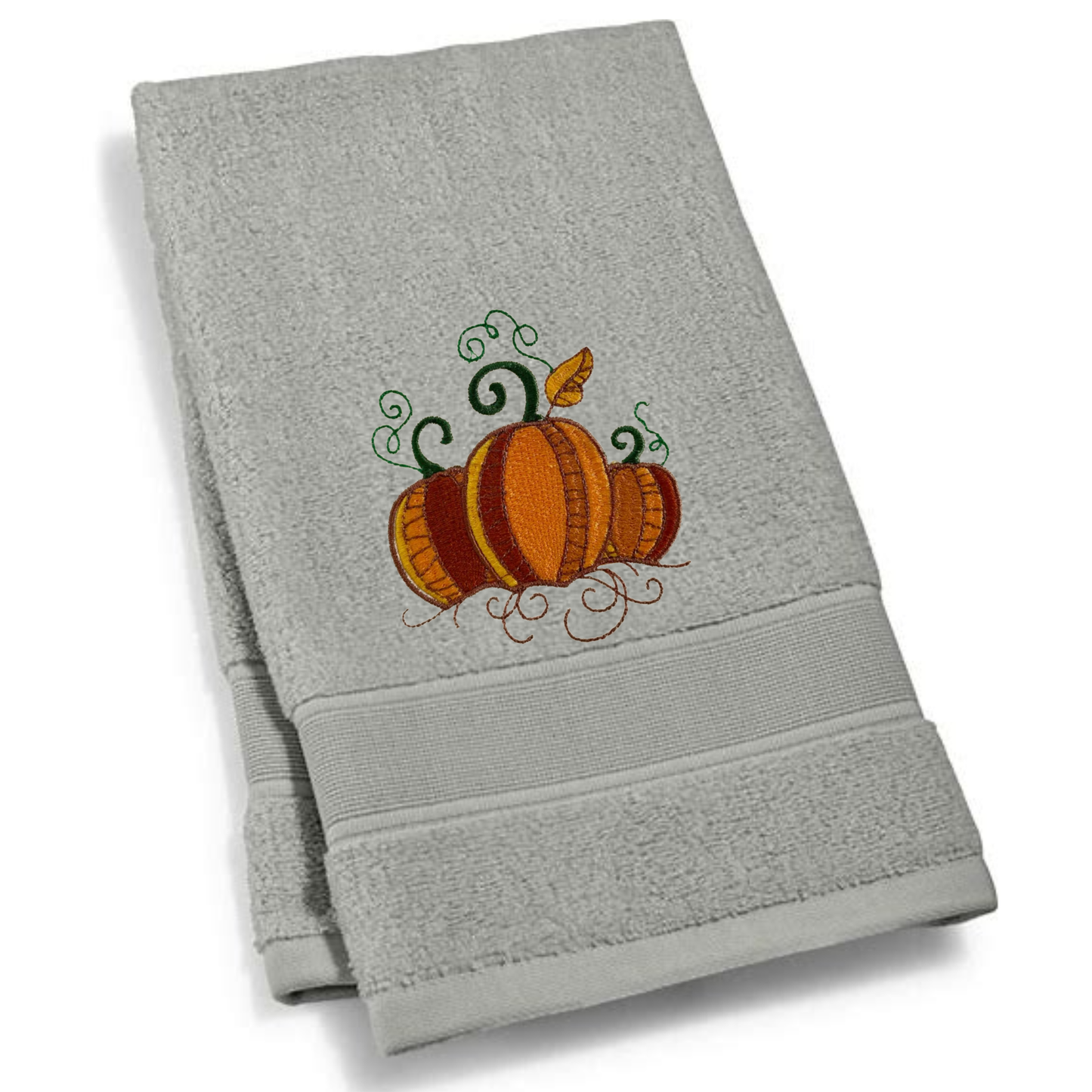 Autumn Pumpkins Embroidered Bath Towels. 100% Cotton Hand or Fingertip Towel