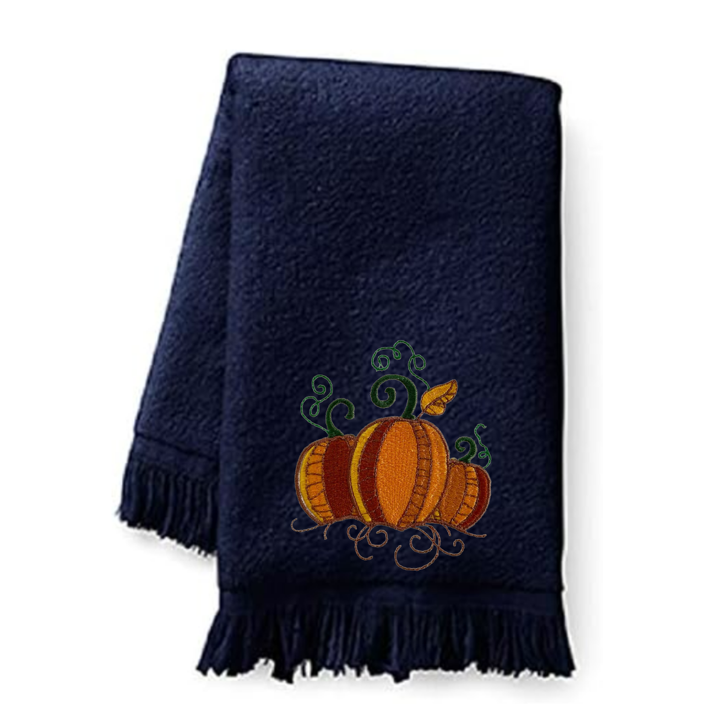 Autumn Pumpkins Embroidered Bath Towels. 100% Cotton Hand or Fingertip Towel