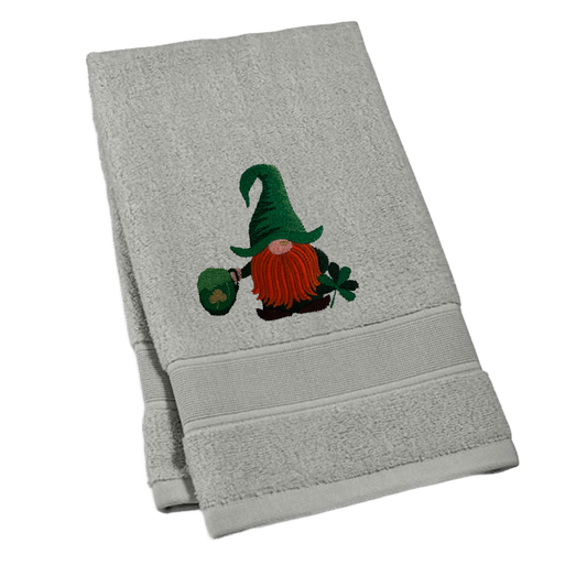 Embroidered Gnome St. Patrick's Day Towel. Choice of Gnome with Pot o' Gold or Beer