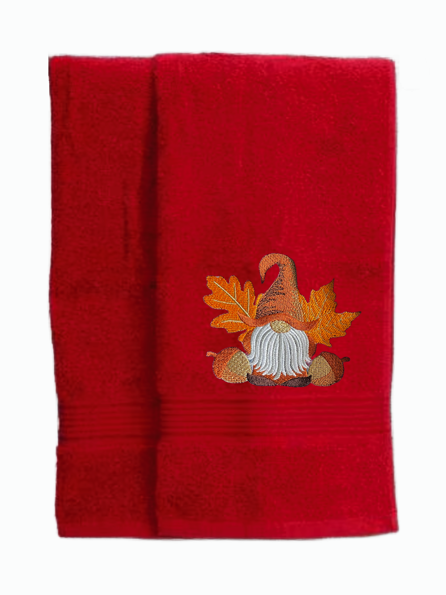 Fall Gnome Embroidered Bath Towels. 100% Cotton Hand or Fingertip Towel
