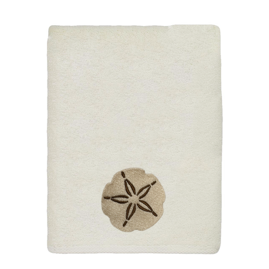 Embroidered Sand Dollar Fingertip Towel