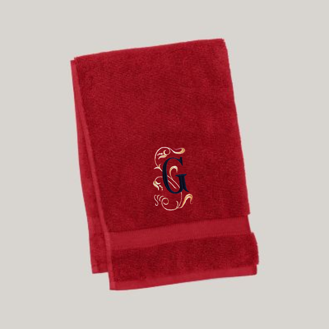 Monogram Guest Bath Hand Towel. Beautiful Monogram Letter With Scrolling