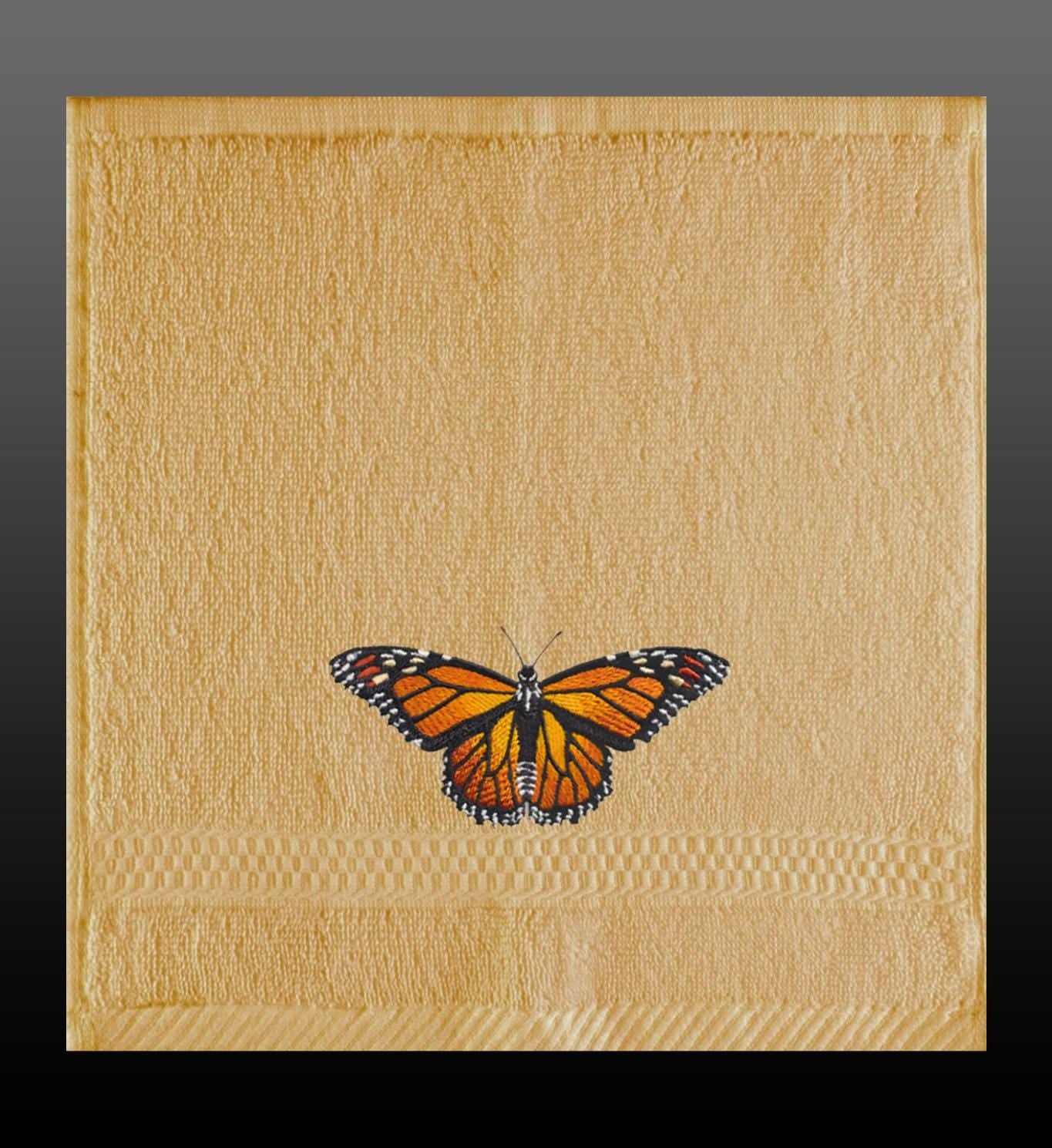 Embroidered Butterfly Face Towel Washcloth. Beautifully Detailed Butterflies on Plush Cotton Face Cloth. Choice of Butterfly.