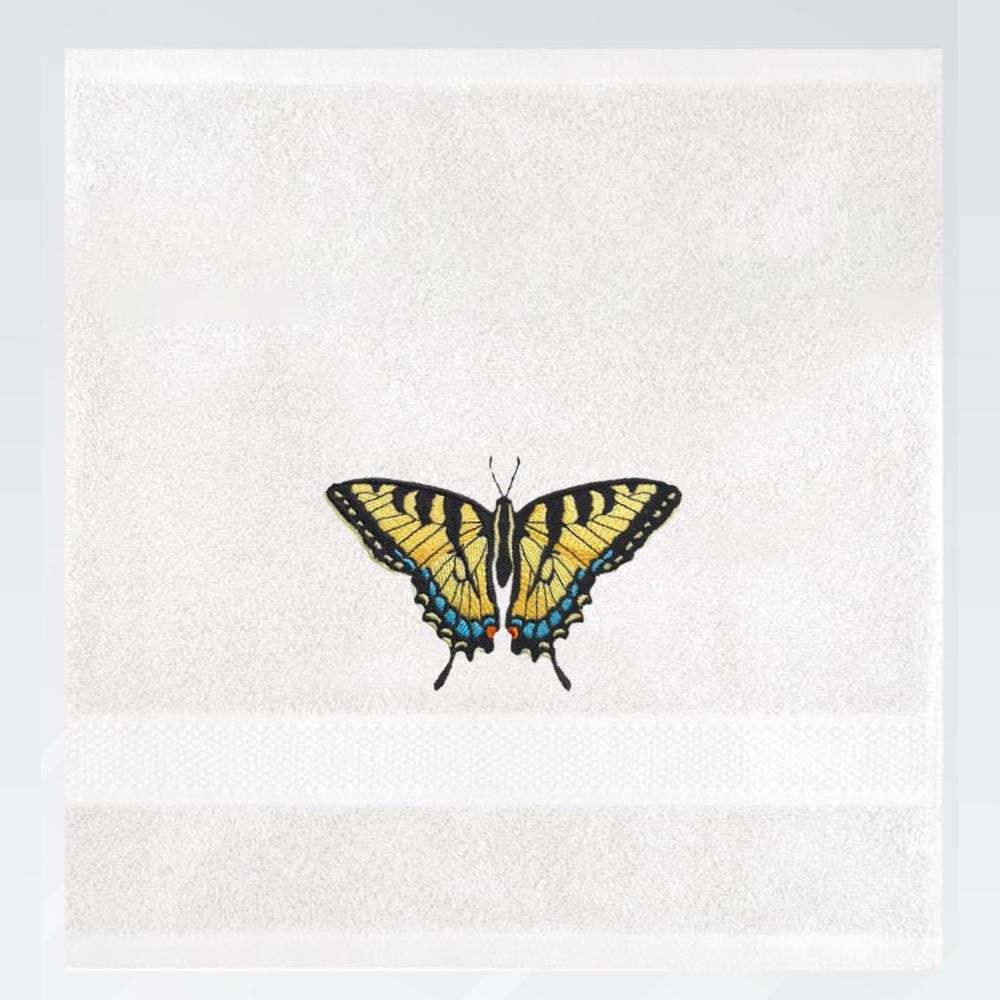 Embroidered Butterfly Face Towel Washcloth. Beautifully Detailed Butterflies on Plush Cotton Face Cloth. Choice of Butterfly.