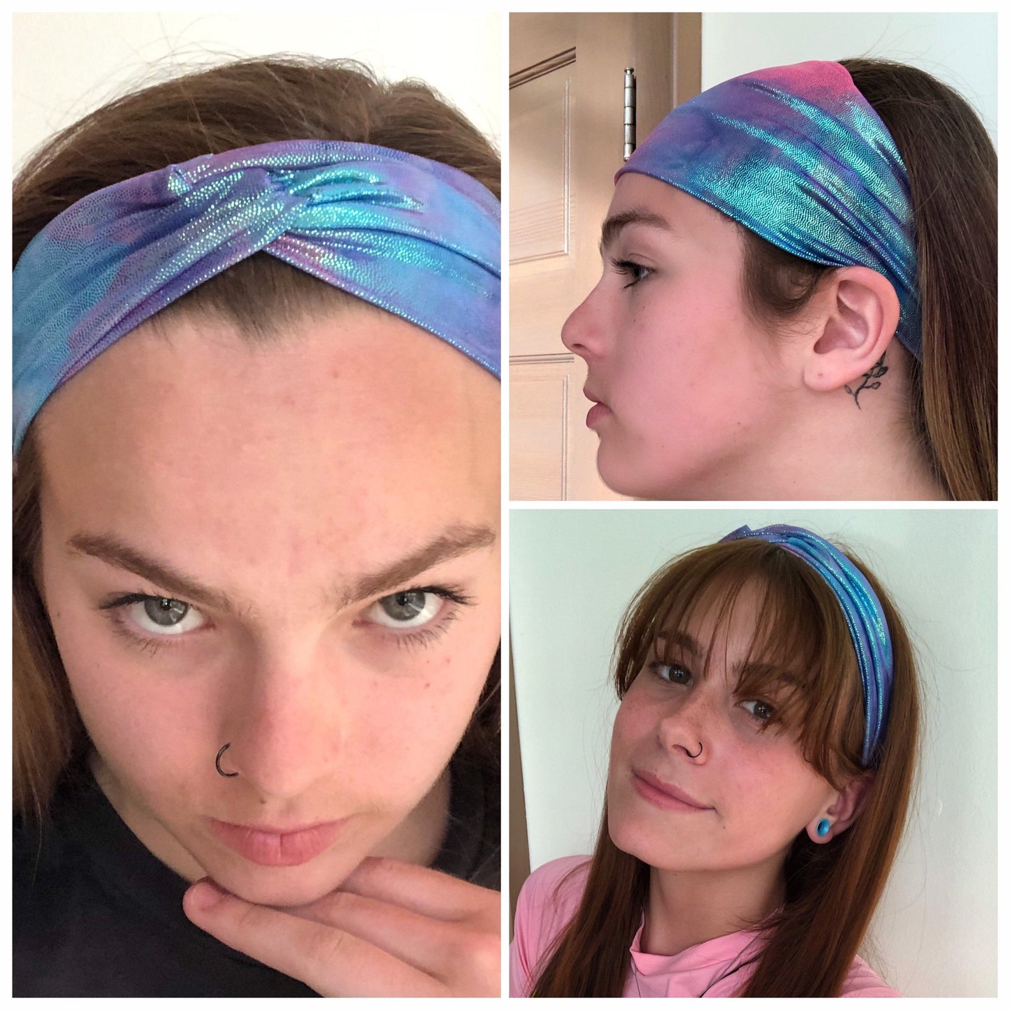 Wide Reversible Headband. 2 Tie-Dye Colors Available. Stretchy and Comfortable for All Day Wear