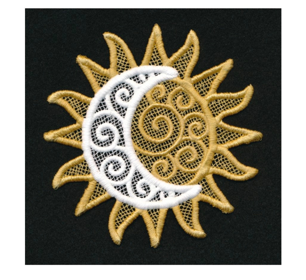 Moon Altar Cloth. Beautifully Detailed Embroidery on Black Cotton