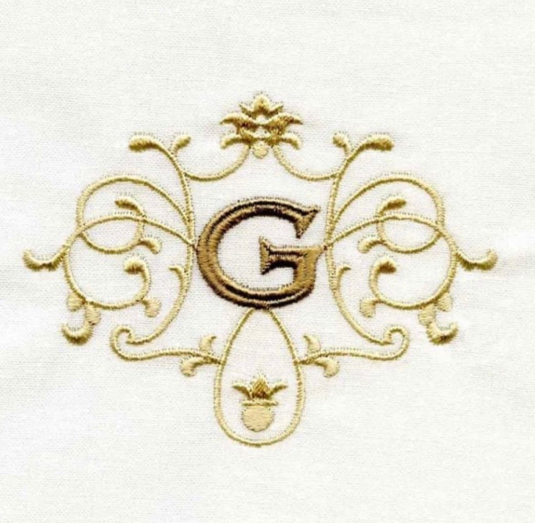 Embroidered Monogram Guest Hand Towel. Beautiful Monogram Letter With Scrolling. Choice of Color Combination