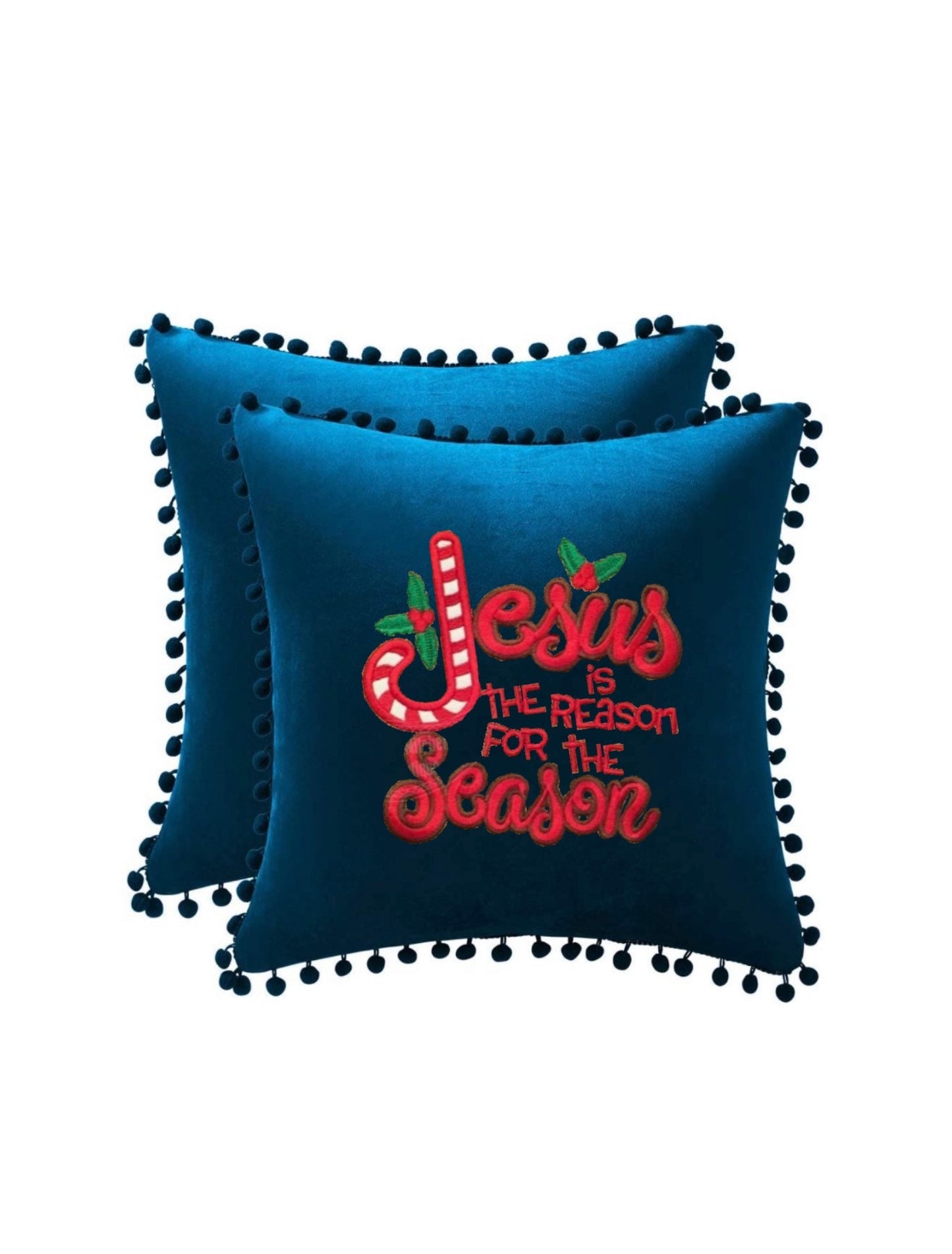 Christmas “Jesus is the Reason for the Season”  Embroidered Throw Pillow Cover. Cotton or Velvet decorative pillow cover