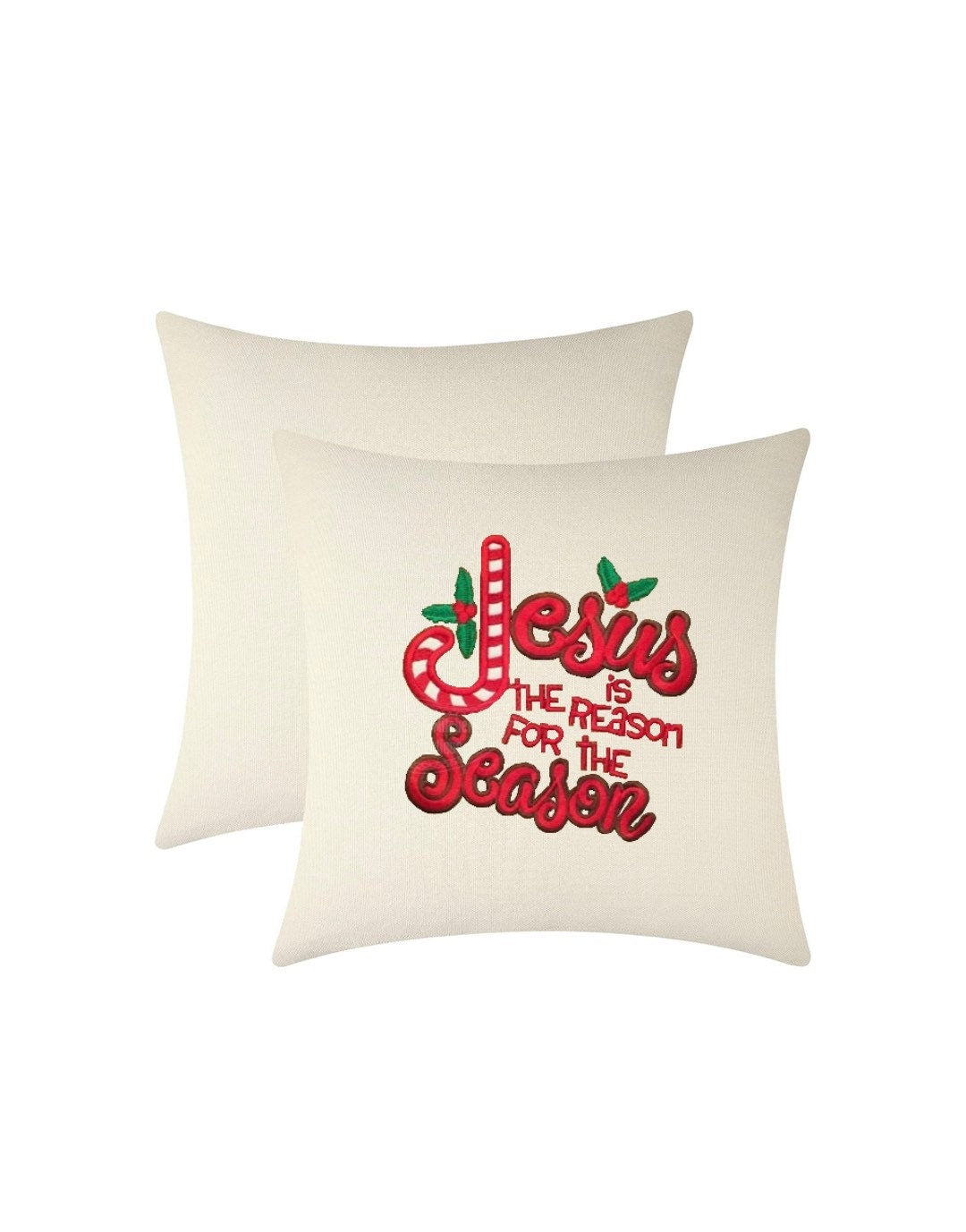 Christmas “Jesus is the Reason for the Season”  Embroidered Throw Pillow Cover. Cotton or Velvet decorative pillow cover