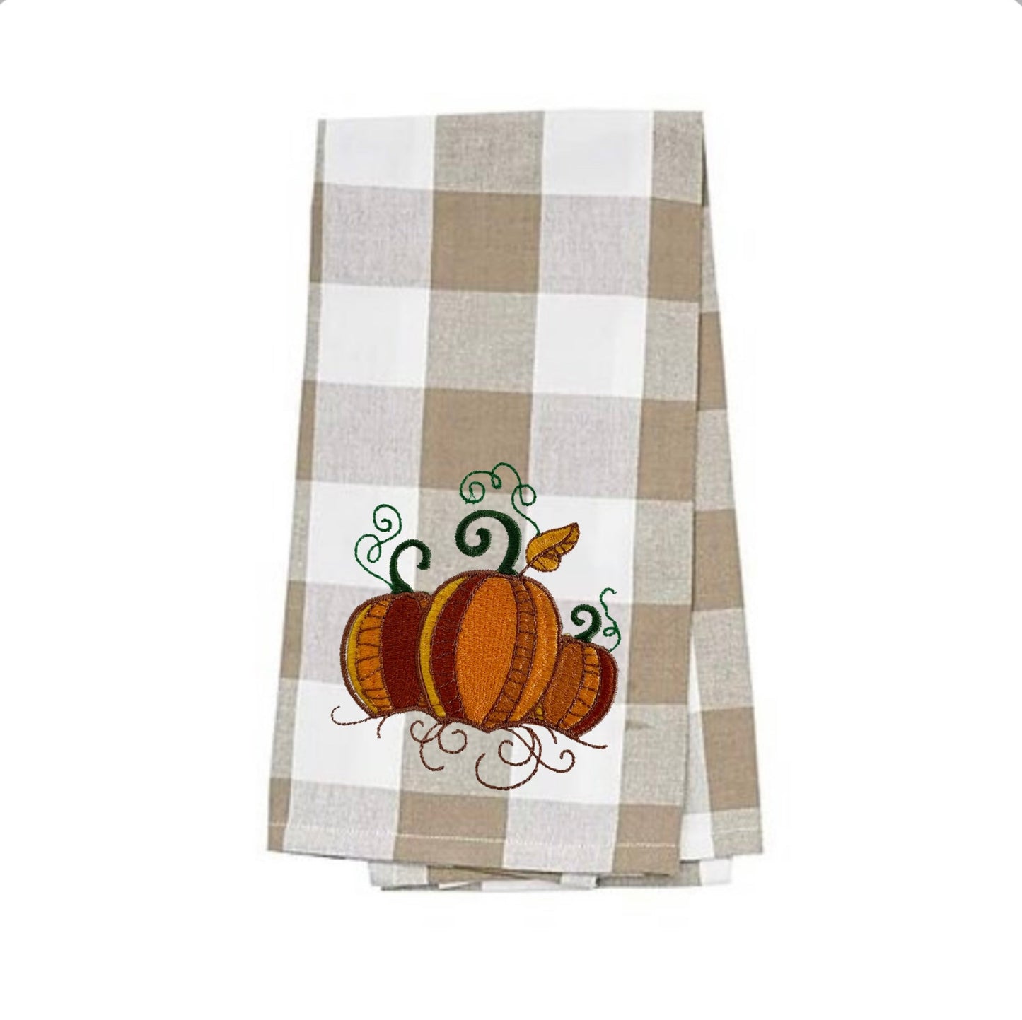 Fall Pumpkins Embroidered Kitchen Towel. Beautiful Autumn Decoration. 100% Cotton Towels