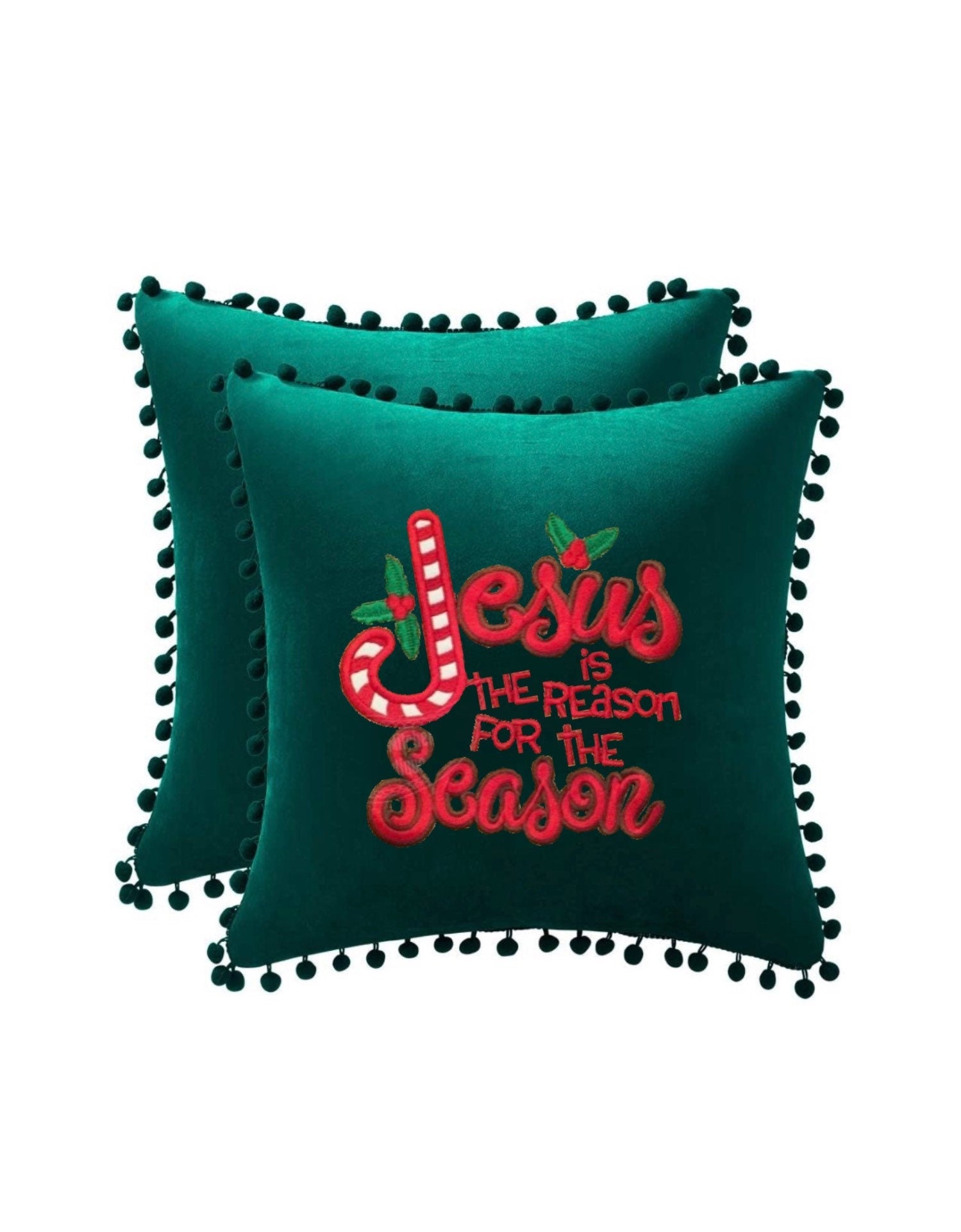 Christmas “Jesus is the Reason for the Season”  Embroidered Throw Pillow Cover. Cotton or Velvet decorative pillow cover