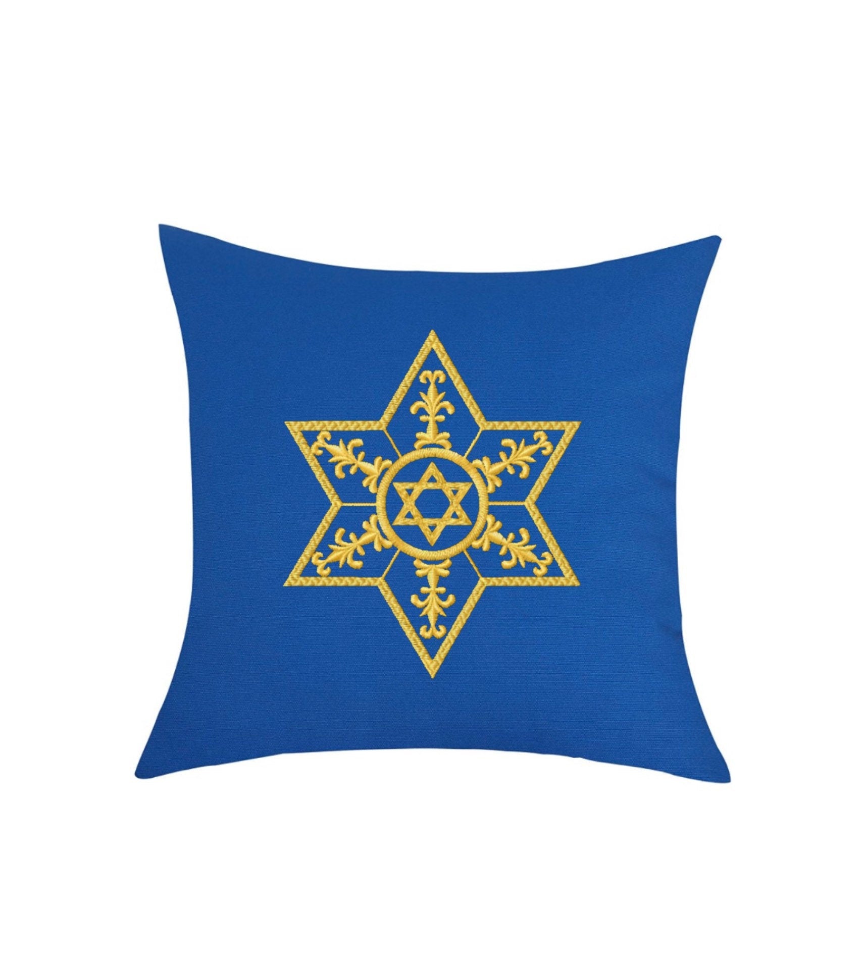 Embroidered Star of David Judaica Throw Pillow Cover. 18” x 18” Cotton pillow cover. Choice of 7 different Stars and 19 Pillow Colors