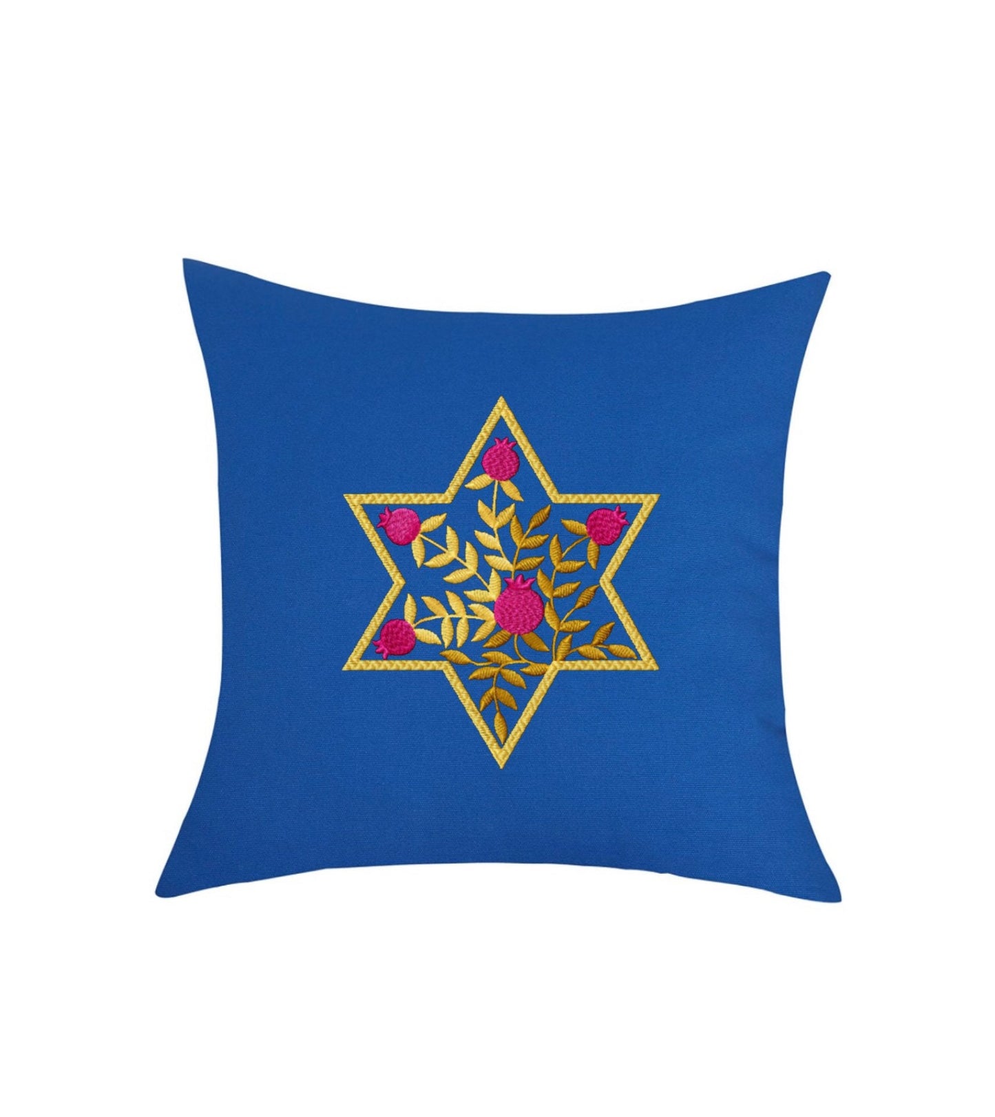 Embroidered Star of David Judaica Throw Pillow Cover. 18” x 18” Cotton pillow cover. Choice of 5 different Stars and 19 Pillow Colors