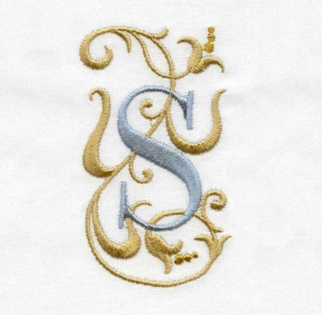 Monogram Guest Bath Hand Towel. Beautiful Monogram Letter With Scrolling