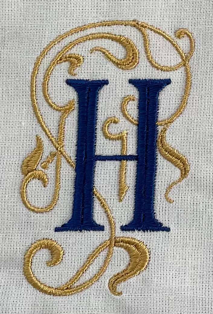 Monogram Guest Bath Hand Towel. Beautiful Monogram Letter With Scrolling