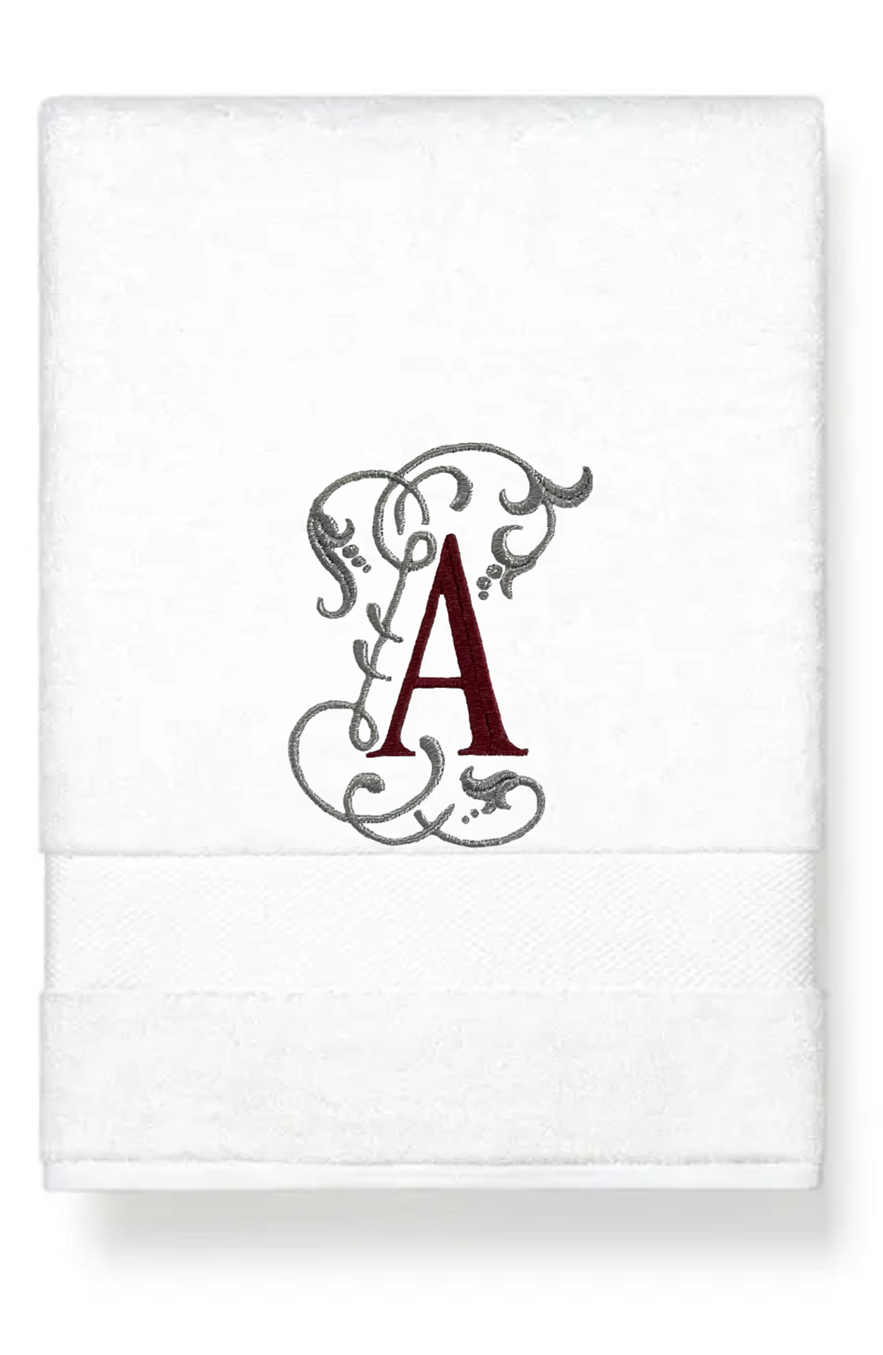 Monogram Guest Bath Hand Towel. Beautiful Monogram Letter With Scrolling