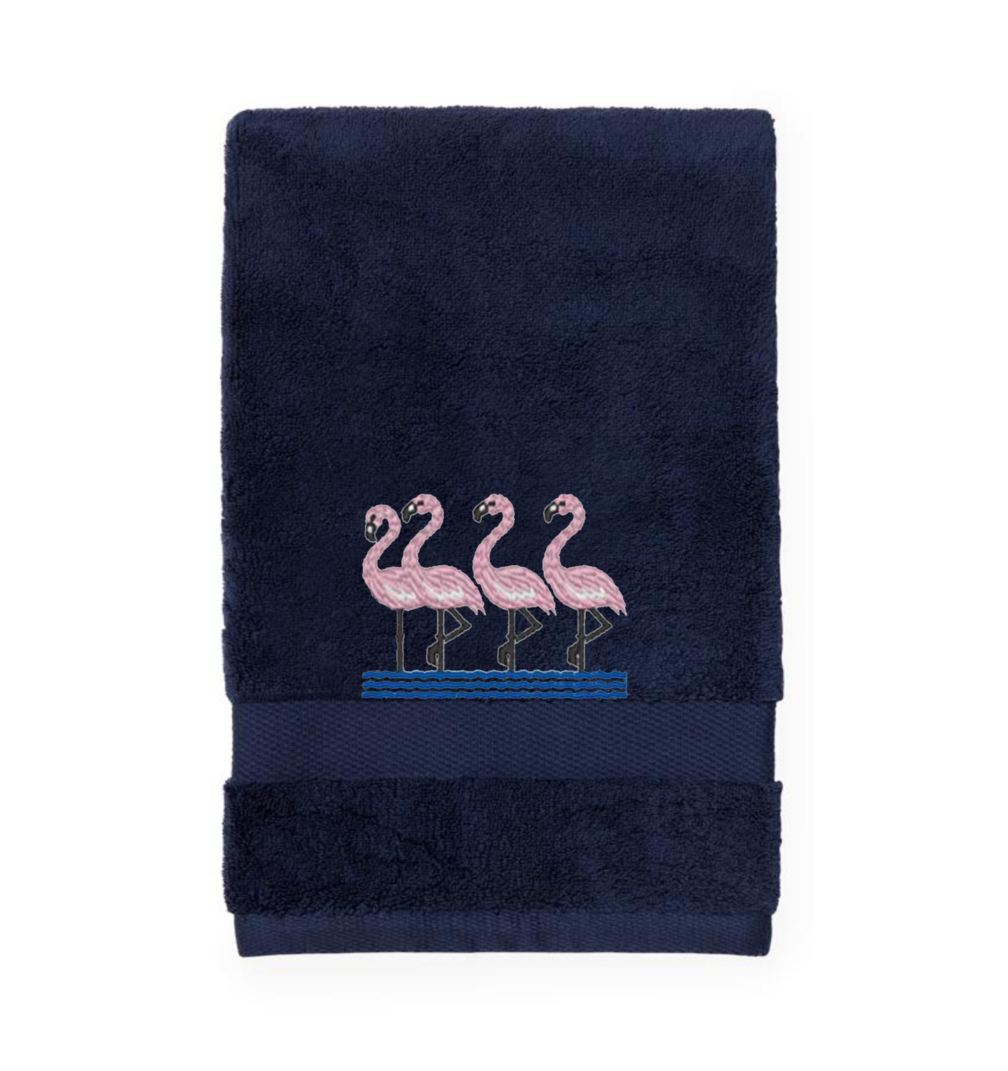Flamingos Embroidered Bath Hand Towel.