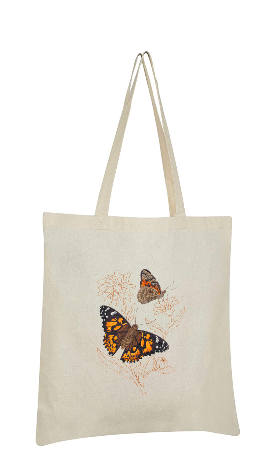 Butterflies Embroidered Cotton Canvas Market Bag. Choice of 5 different bags and 6 different butterflies