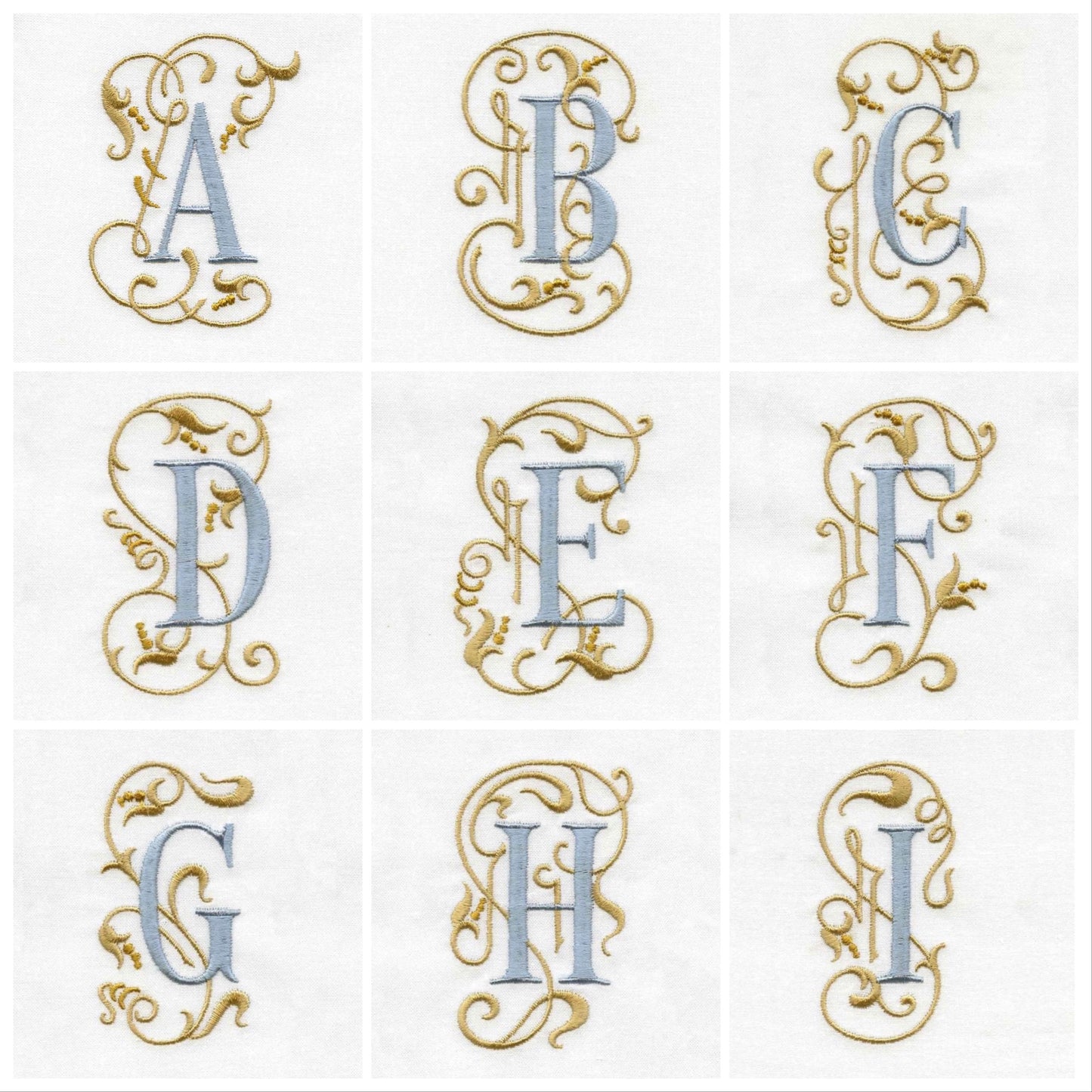 Set of Monogrammed Guest Bath Hand and Bath Towel Set Beautiful Monogram Letter With Scrolling