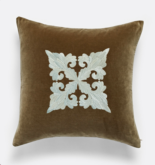 Damask Fleur de Lis Embroidered Decorative Pillow Cover