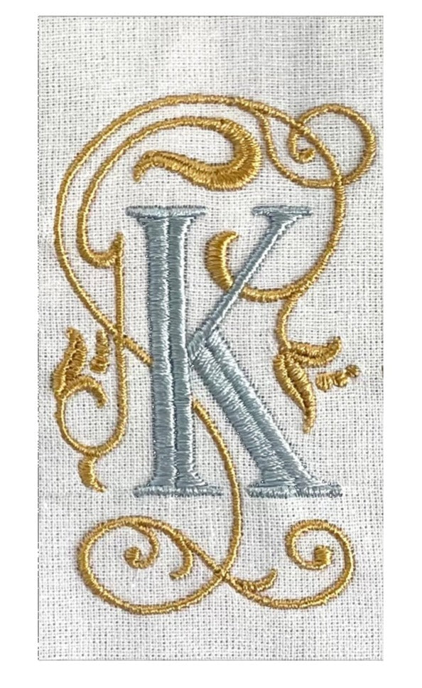 Monogram Guest Bath Hand Towel. Beautiful Monogram Letter With Scrolling