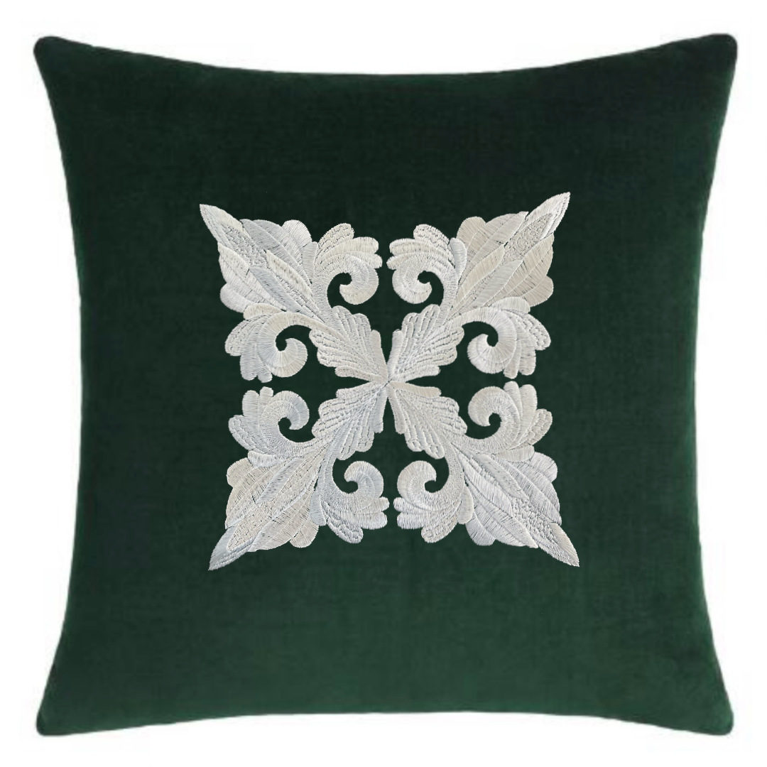 Damask Fleur de Lis Embroidered Decorative Pillow Cover