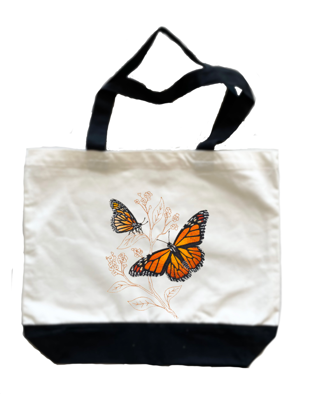 Butterflies Embroidered Cotton Canvas Market Bag. Choice of 5 different bags and 6 different butterflies