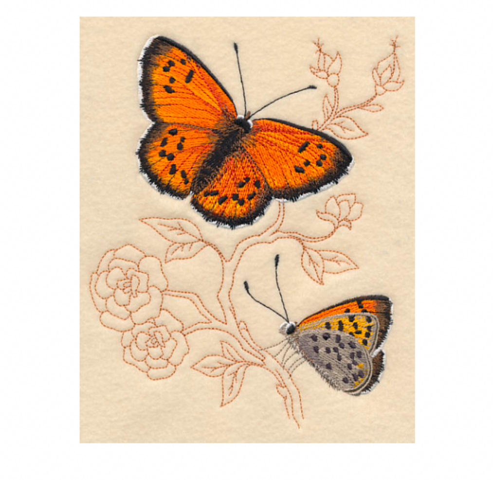 Butterflies Embroidered Bath Hand Towel