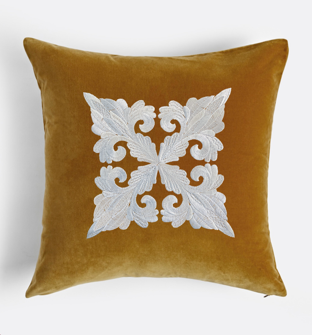 Damask Fleur de Lis Embroidered Decorative Pillow Cover
