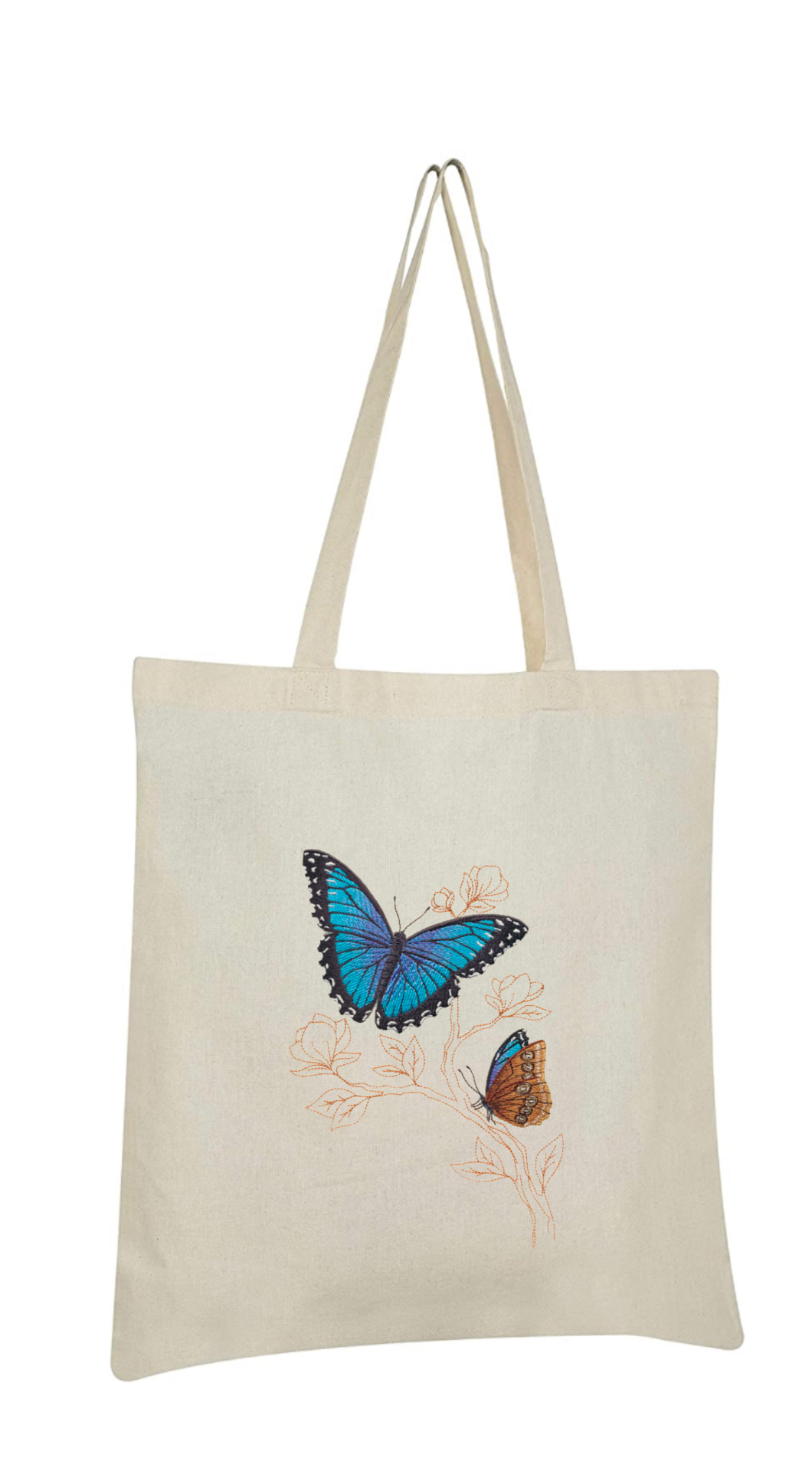 Butterflies Embroidered Cotton Canvas Market Bag. Choice of 5 different bags and 6 different butterflies