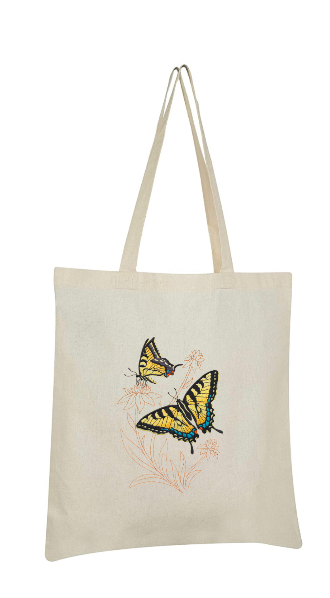 Butterflies Embroidered Cotton Canvas Market Bag. Choice of 5 different bags and 6 different butterflies