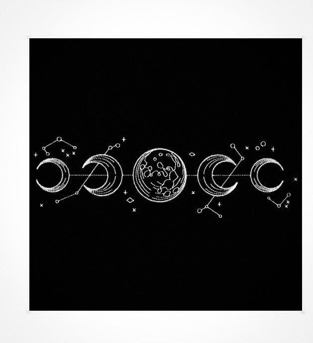 Moon and Celestial Phases Altar Cloth. Beautiful embroidery comes in gold, silver or white.