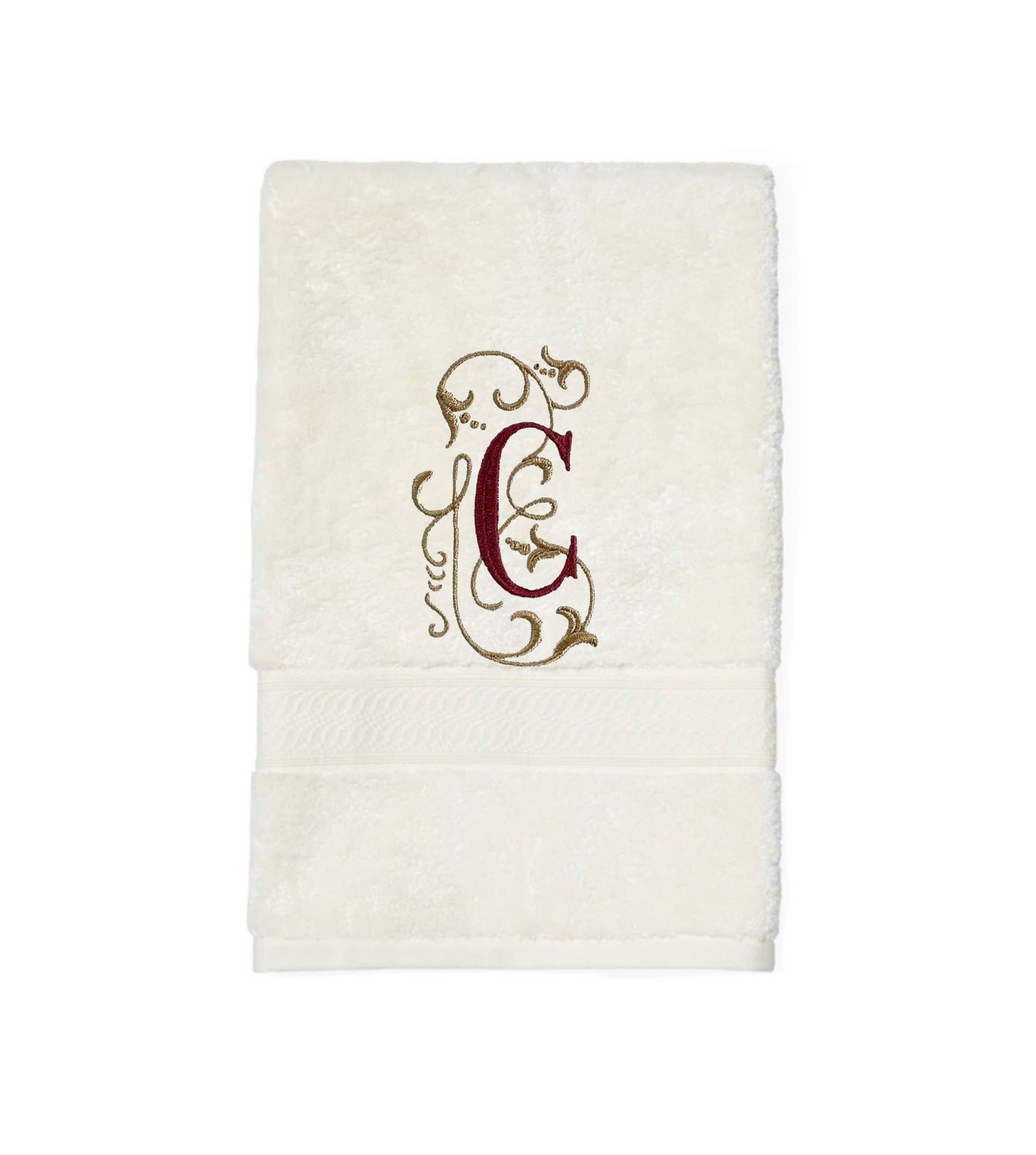 Monogram Guest Bath Hand Towel. Beautiful Monogram Letter With Scrolling