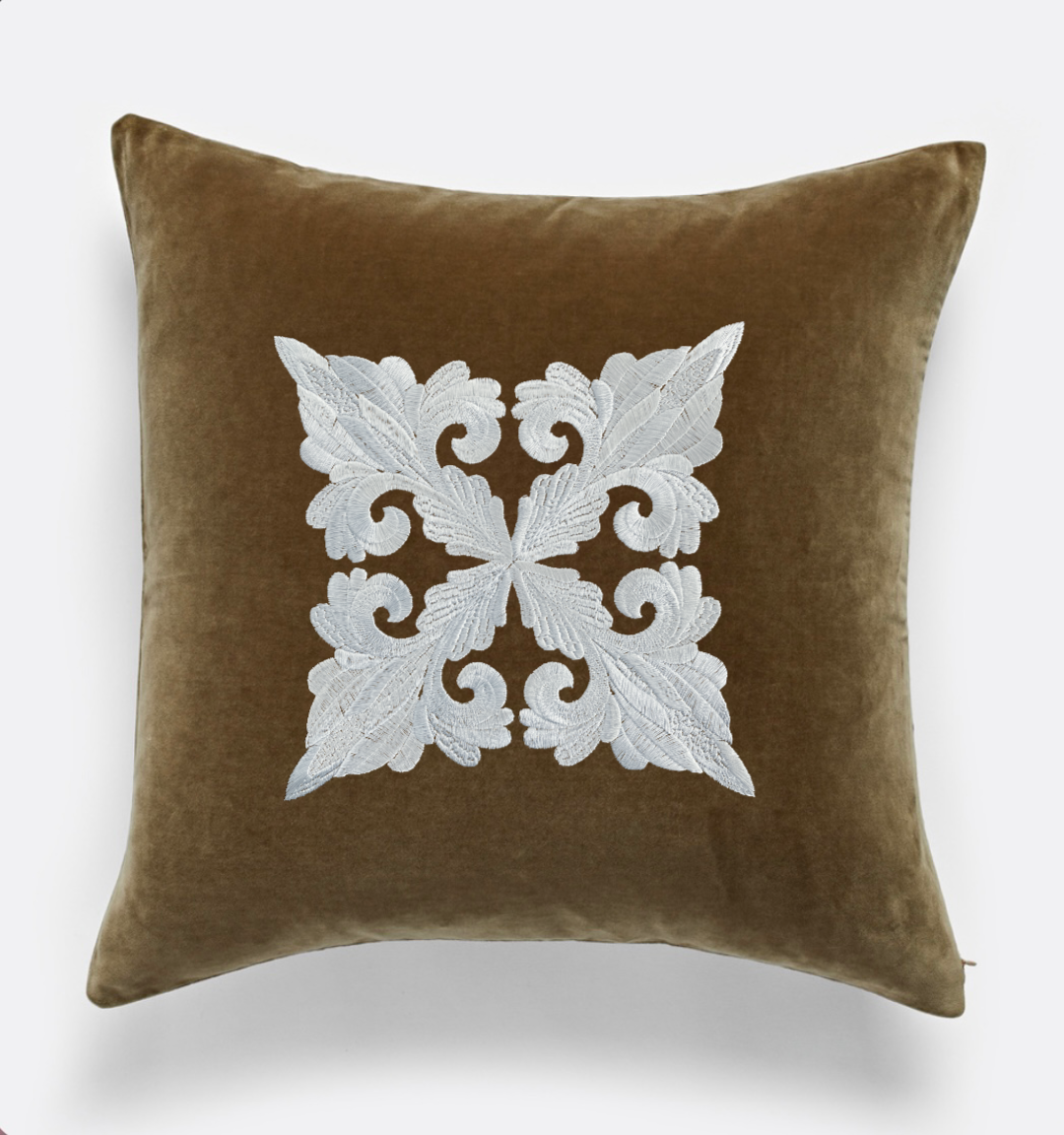 Damask Fleur de Lis Embroidered Decorative Pillow Cover