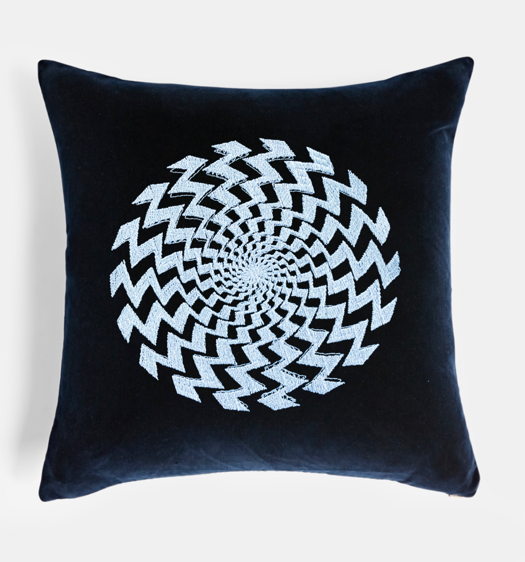 Modern Spiral Embroidered Decorative Pillow Cover 18" x 18"