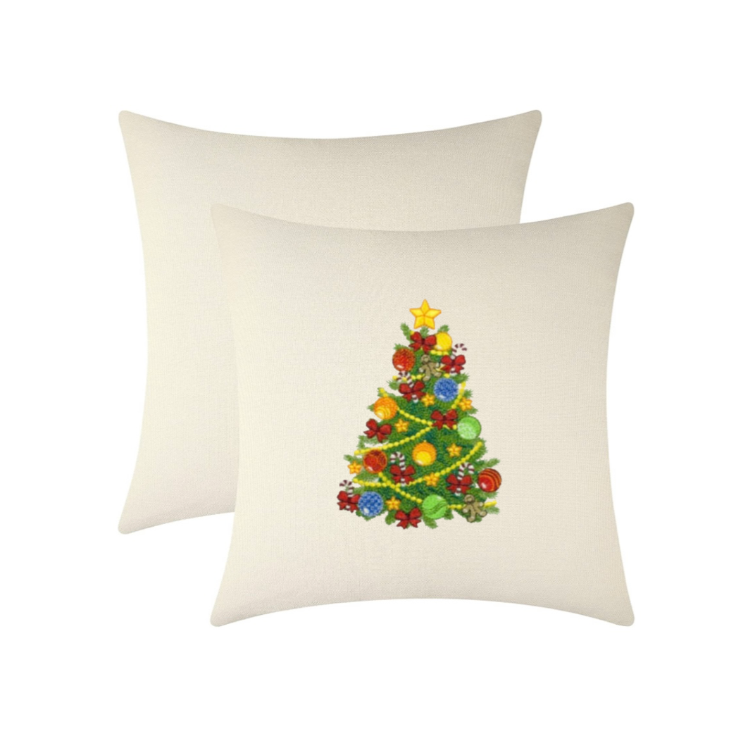 1pc Christmas Pillow Case, Velvet Fabric Printed With Embroidered Christmas  Tree