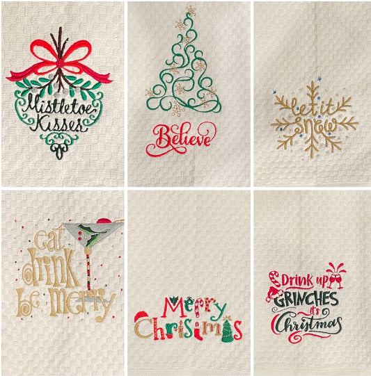 Embroidered Holiday Kitchen Towels