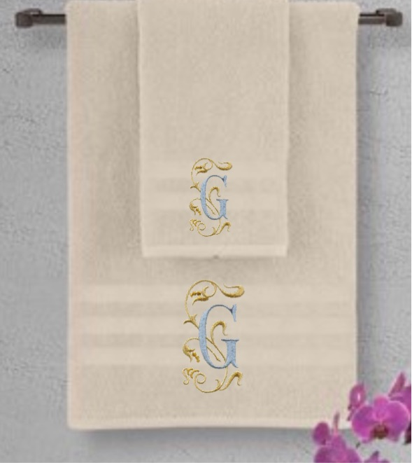 Monogram Bath Towel Set Or Individual - Embroidered Initial And