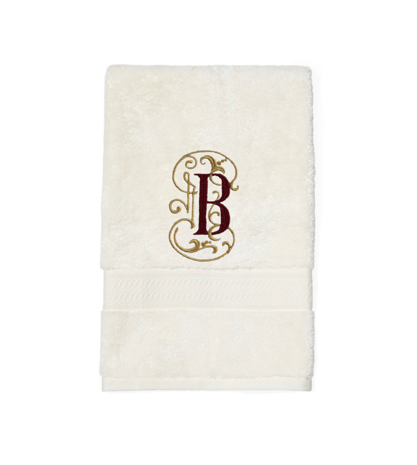 Monogram Guest Bath Hand Towel. Beautiful Monogram Letter With Scrolling
