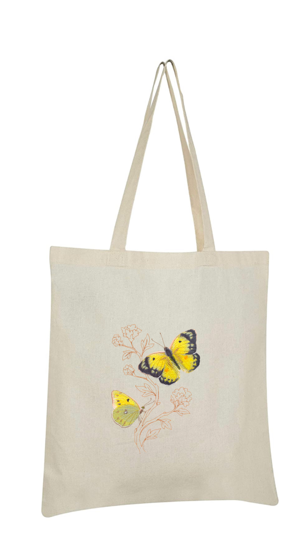 Butterflies Embroidered Cotton Canvas Market Bag. Choice of 5 different bags and 6 different butterflies