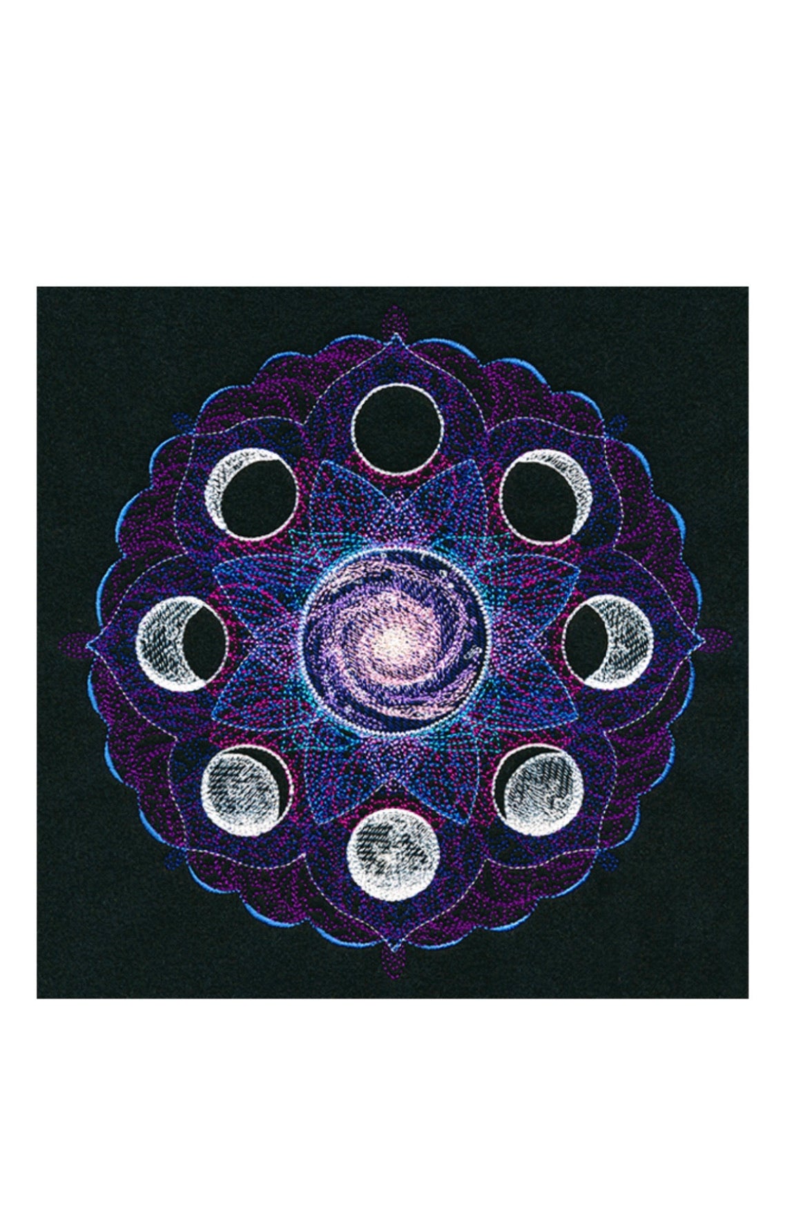 Cosmic Moon Phases Meditation Altar Cloth. Beautifully Detailed Moon Phases with Lotus Flower Mandala