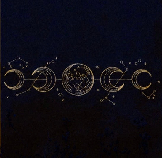 Moon and Celestial Phases Altar Cloth. Beautiful embroidery comes in gold, silver or white.
