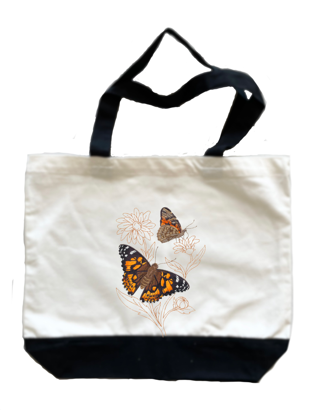 Butterflies Embroidered Cotton Canvas Market Bag. Choice of 5 different bags and 6 different butterflies