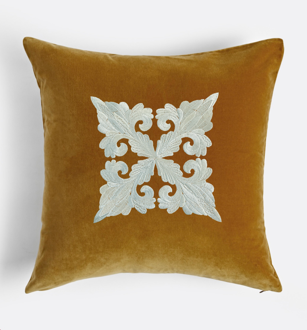 Damask Fleur de Lis Embroidered Decorative Pillow Cover