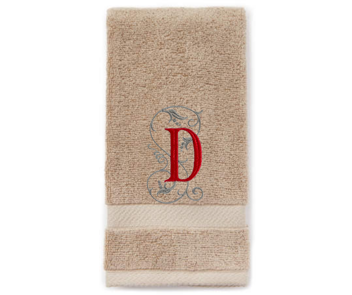 Monogram Guest Bath Hand Towel. Beautiful Monogram Letter With Scrolling