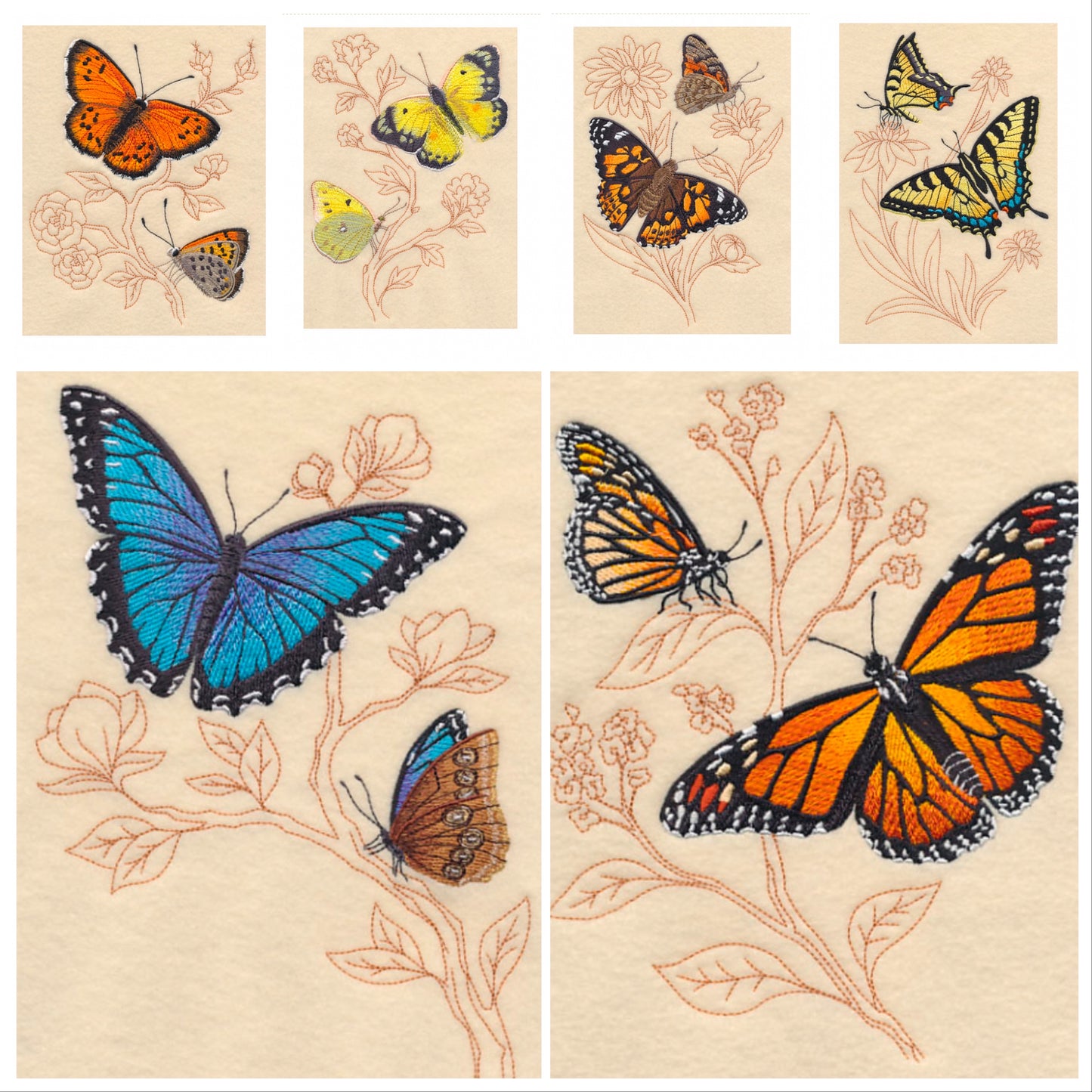 Butterflies Embroidered Bath Hand Towel