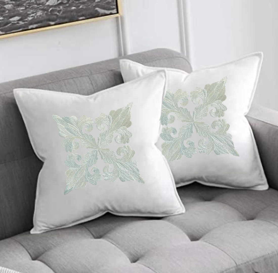 Damask Fleur de Lis Embroidered Decorative Pillow Cover